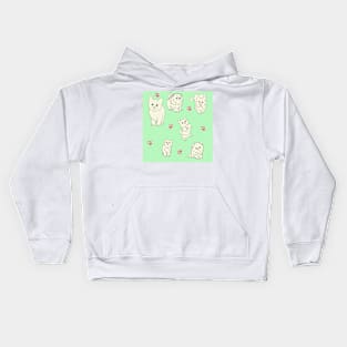 Minty White Kittens Kids Hoodie